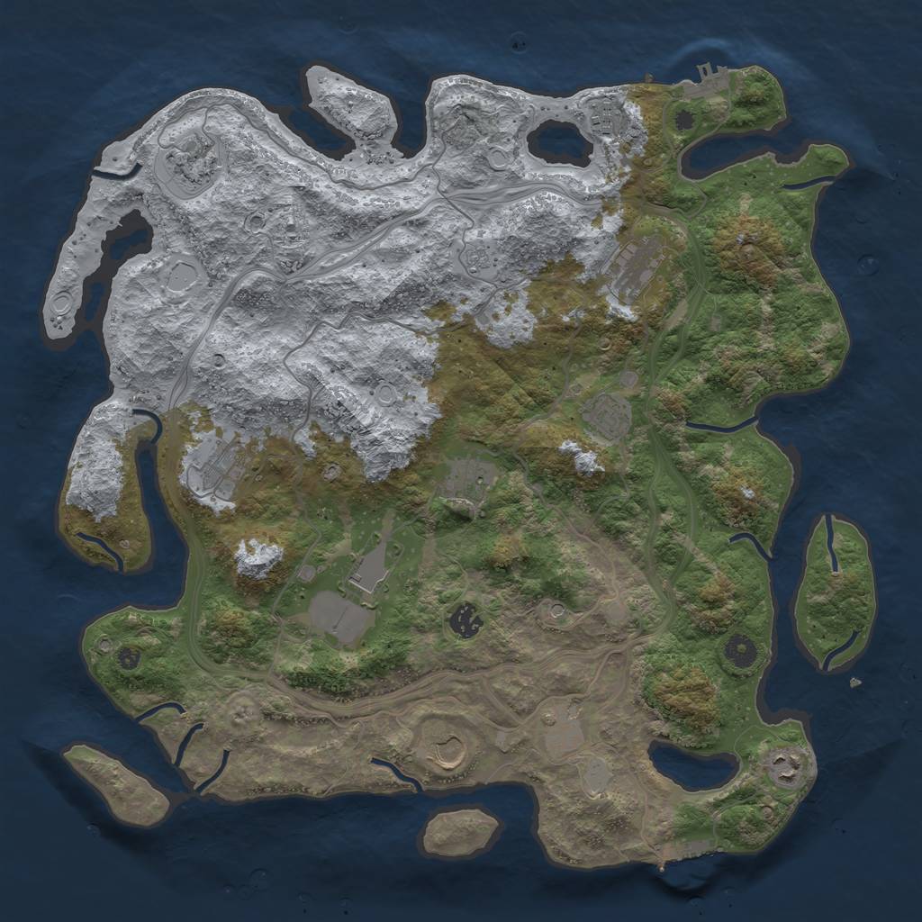 Rust Map: Procedural Map, Size: 4250, Seed: 303293727, 20 Monuments
