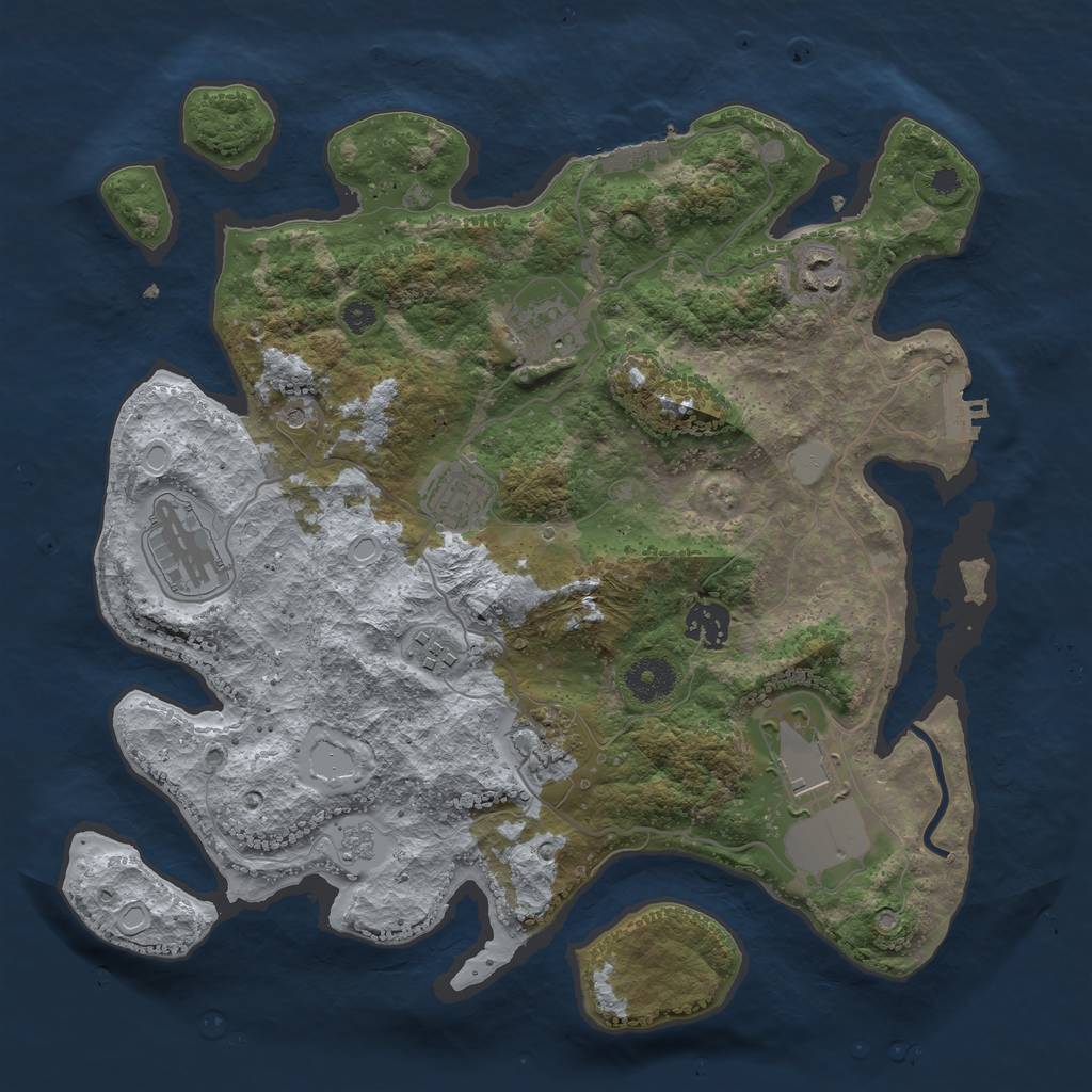 Rust Map: Procedural Map, Size: 3500, Seed: 91839468, 17 Monuments