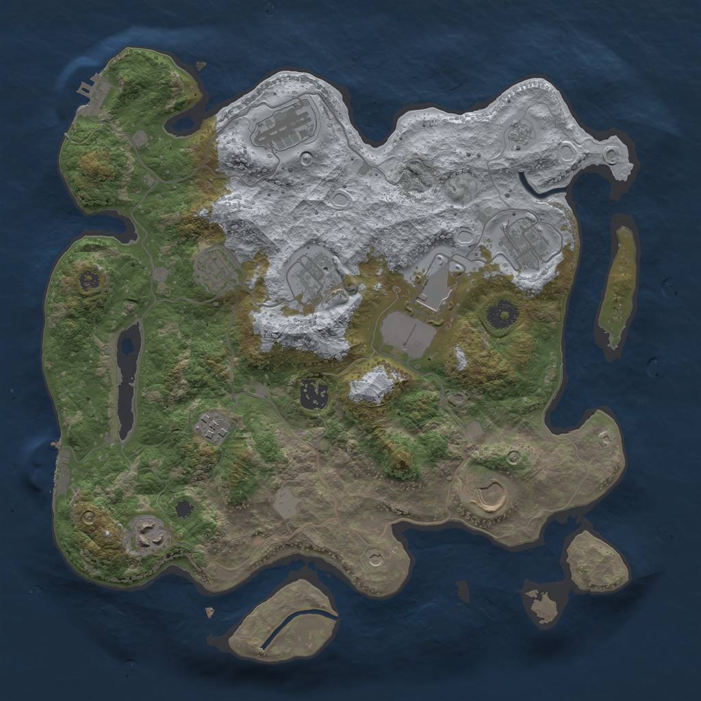 Rust Map: Procedural Map, Size: 3500, Seed: 55543456, 18 Monuments