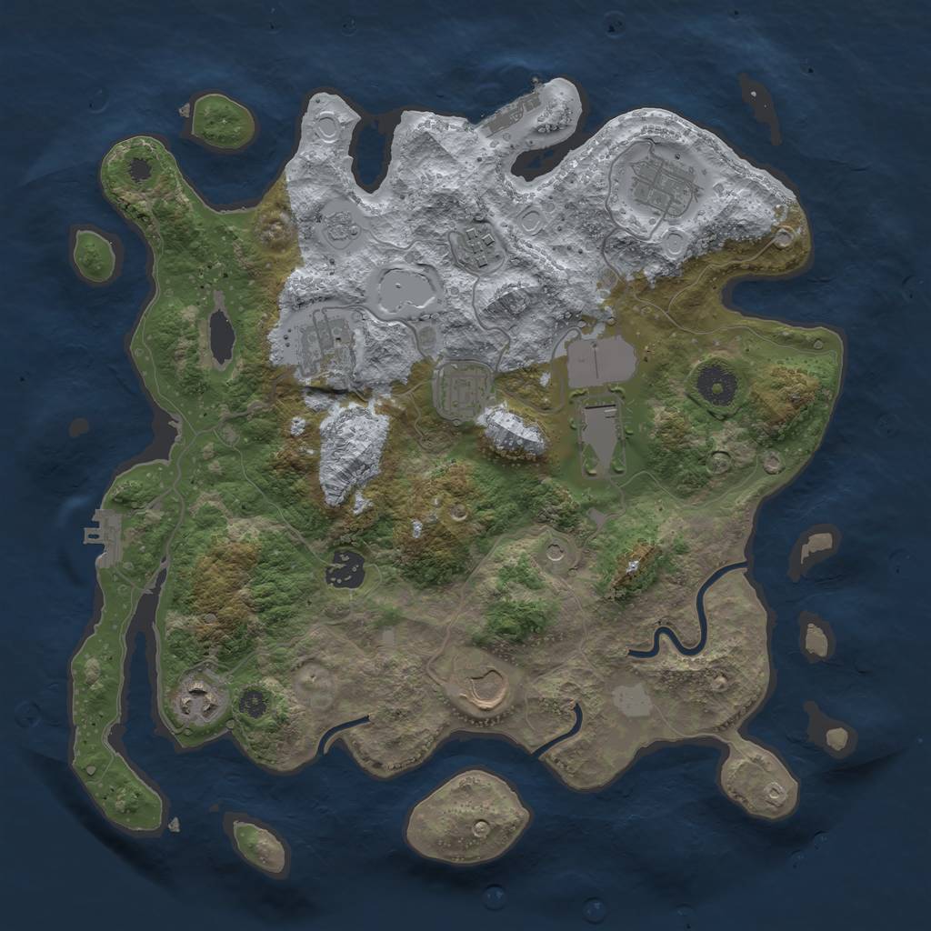 Rust Map: Procedural Map, Size: 3500, Seed: 48389828, 17 Monuments