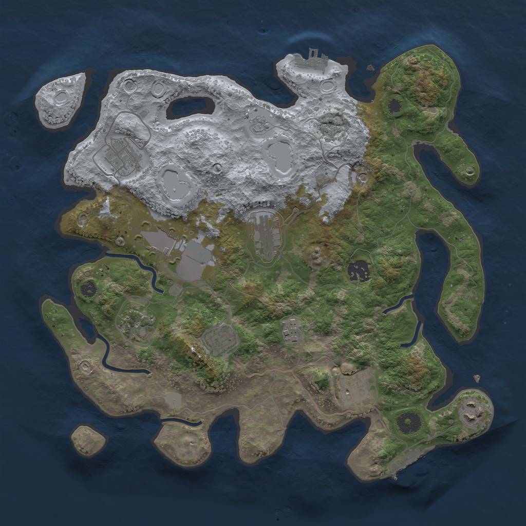 Rust Map: Procedural Map, Size: 3500, Seed: 54330238, 18 Monuments