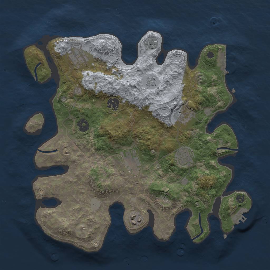 Rust Map: Procedural Map, Size: 3250, Seed: 1114124589, 16 Monuments