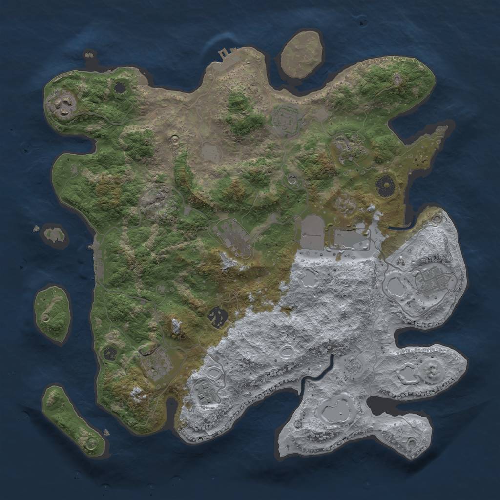 Rust Map: Procedural Map, Size: 3750, Seed: 57775749, 18 Monuments