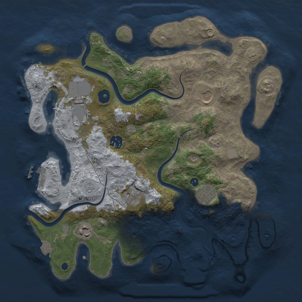 Rust Map: Procedural Map, Size: 3500, Seed: 47689754, 12 Monuments
