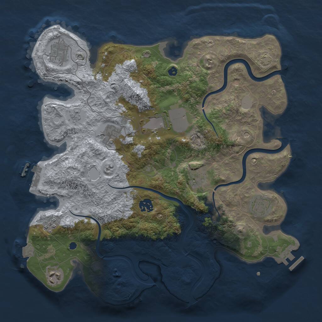 Rust Map: Procedural Map, Size: 3500, Seed: 52672536, 14 Monuments