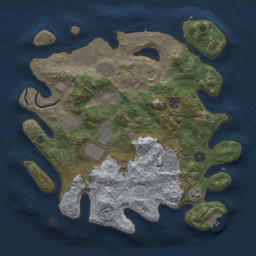 Rust Map: Procedural Map, Size: 3600, Seed: 307521, 16 Monuments