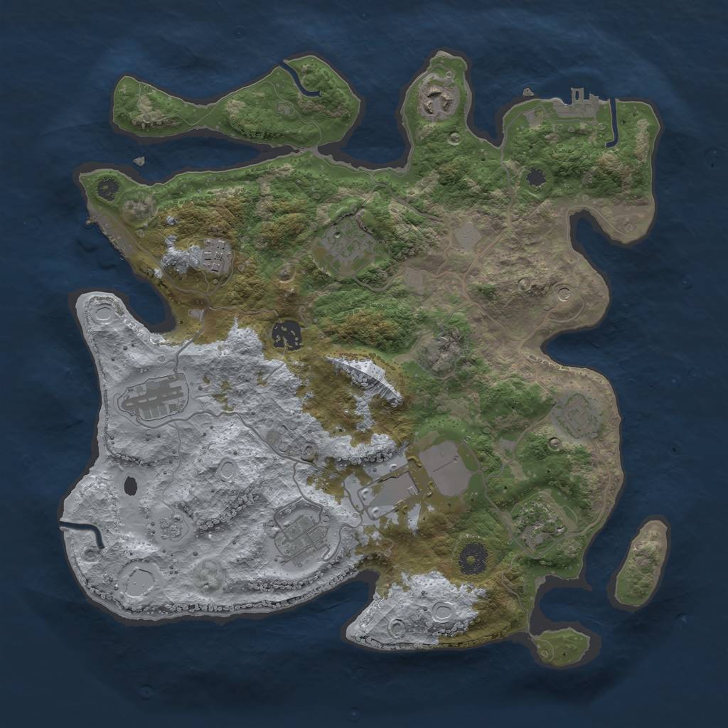 Rust Map: Procedural Map, Size: 3500, Seed: 4478225, 18 Monuments