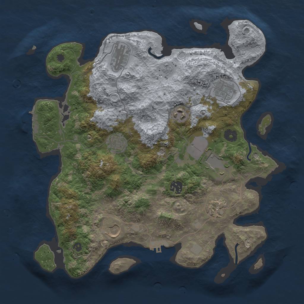 Rust Map: Procedural Map, Size: 3500, Seed: 38249017, 17 Monuments