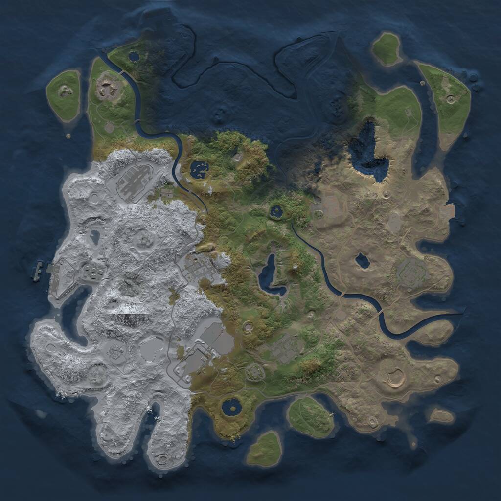 Rust Map: Procedural Map, Size: 4000, Seed: 40403, 16 Monuments