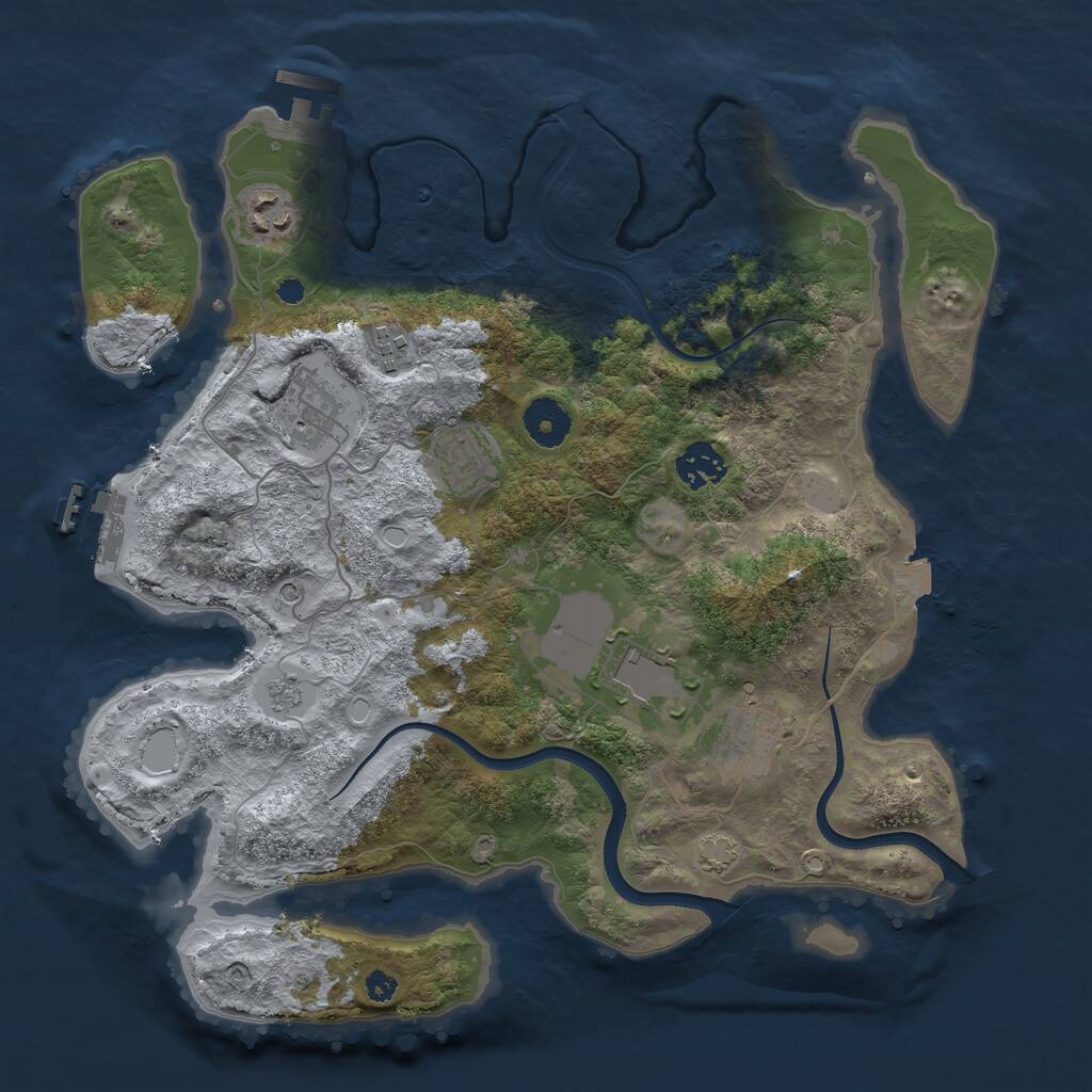 Rust Map: Procedural Map, Size: 3500, Seed: 36166616, 13 Monuments