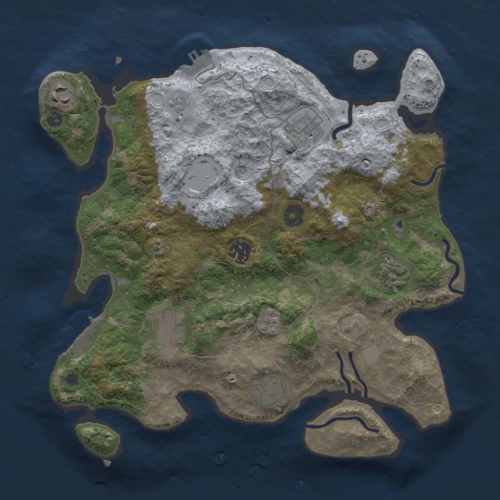 Rust Map: Procedural Map, Size: 3350, Seed: 466060951, 16 Monuments