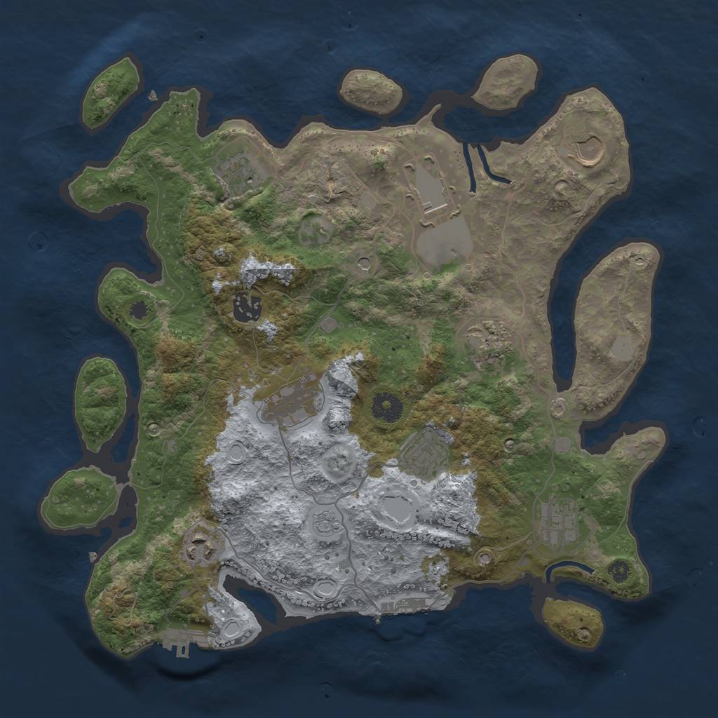 Rust Map: Procedural Map, Size: 3500, Seed: 935109925, 18 Monuments
