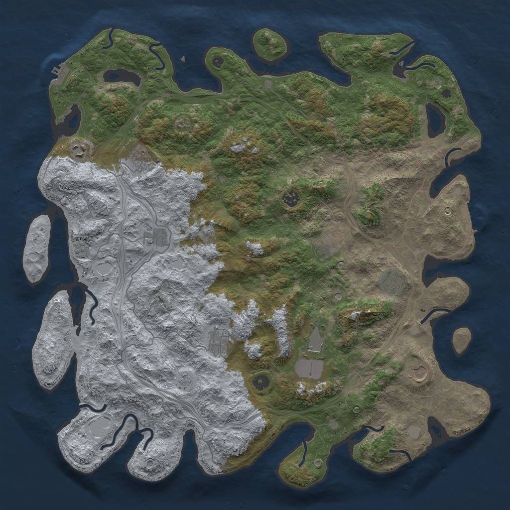 Rust Map: Procedural Map, Size: 4800, Seed: 1226859436, 19 Monuments