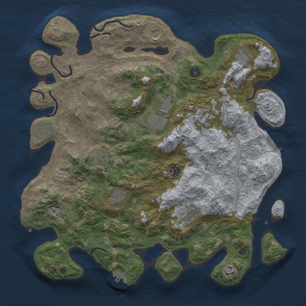 Rust Map: Procedural Map, Size: 4250, Seed: 2142999542, 20 Monuments
