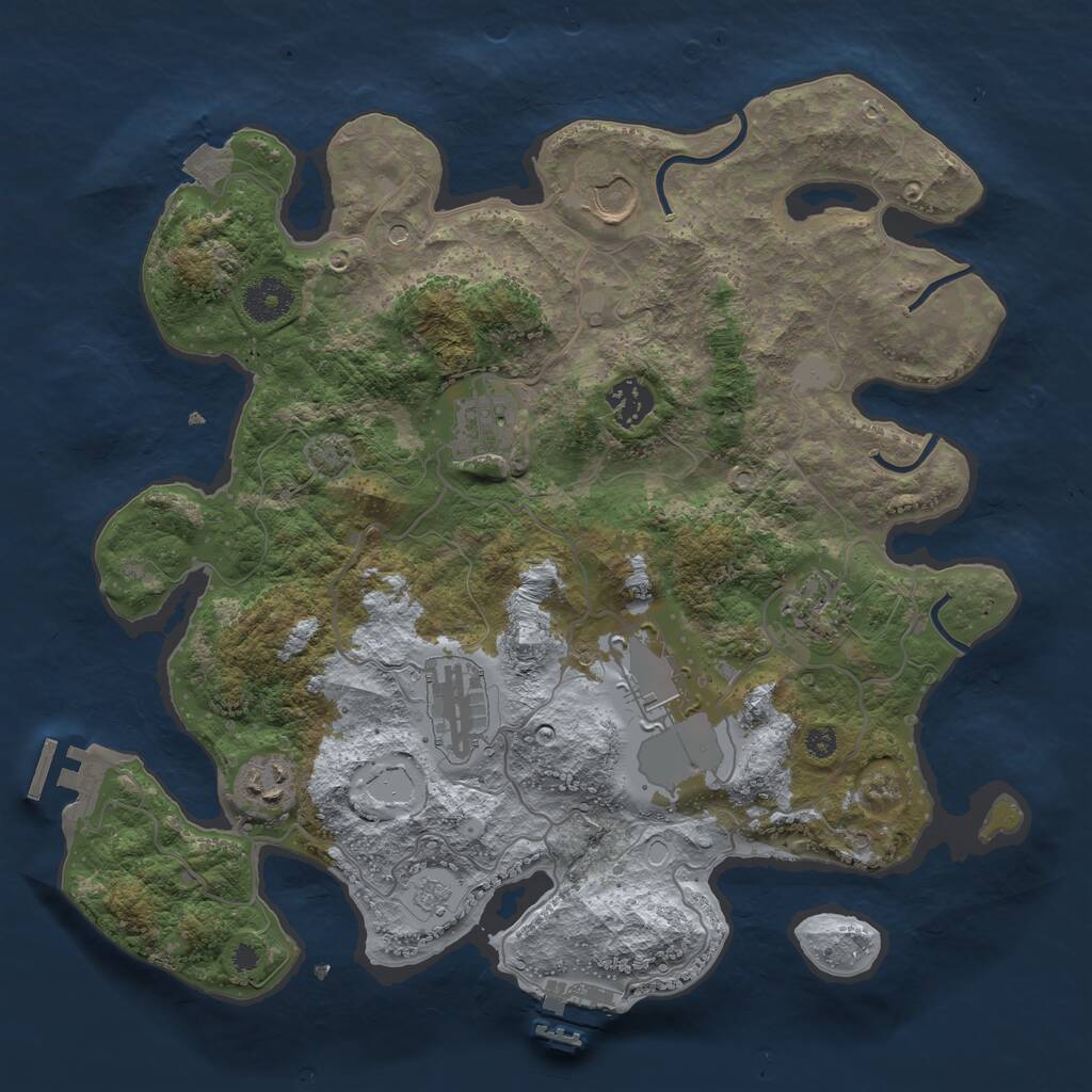 Rust Map: Procedural Map, Size: 3500, Seed: 23609161, 13 Monuments