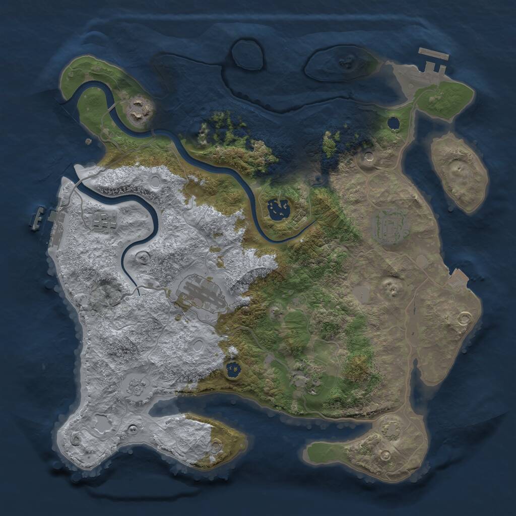Rust Map: Procedural Map, Size: 3400, Seed: 1176847197, 12 Monuments