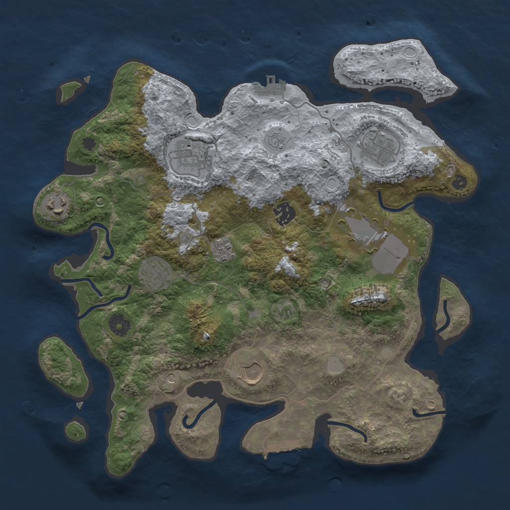 Rust Map: Procedural Map, Size: 3500, Seed: 1662367834, 17 Monuments