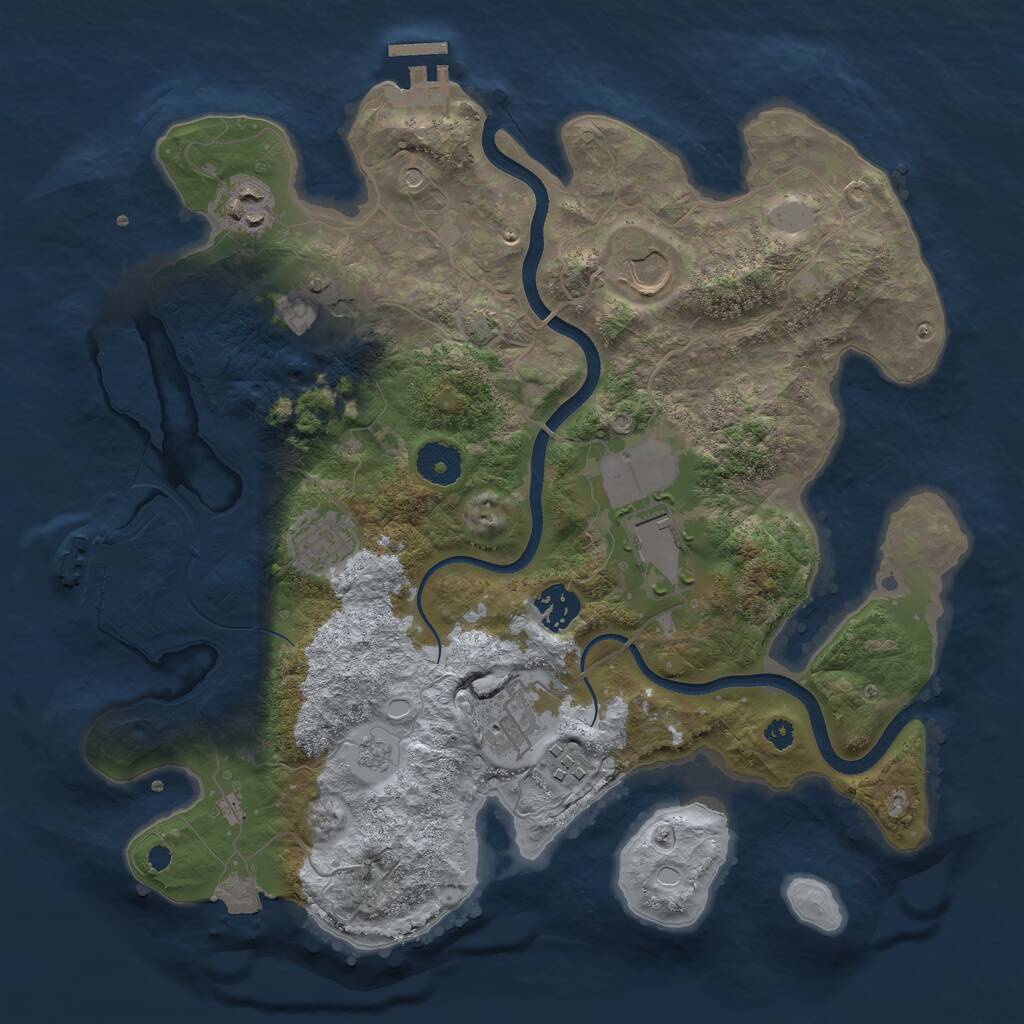 Rust Map: Procedural Map, Size: 3500, Seed: 54761962, 14 Monuments