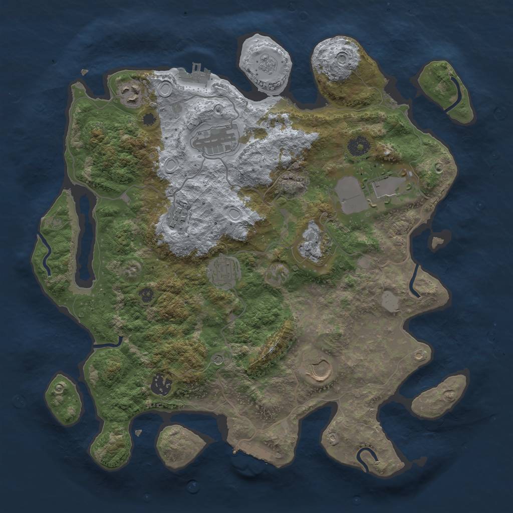 Rust Map: Procedural Map, Size: 3600, Seed: 123456789, 17 Monuments