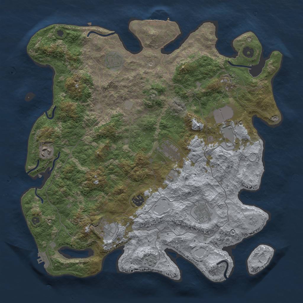 Rust Map: Procedural Map, Size: 4000, Seed: 917948281, 18 Monuments