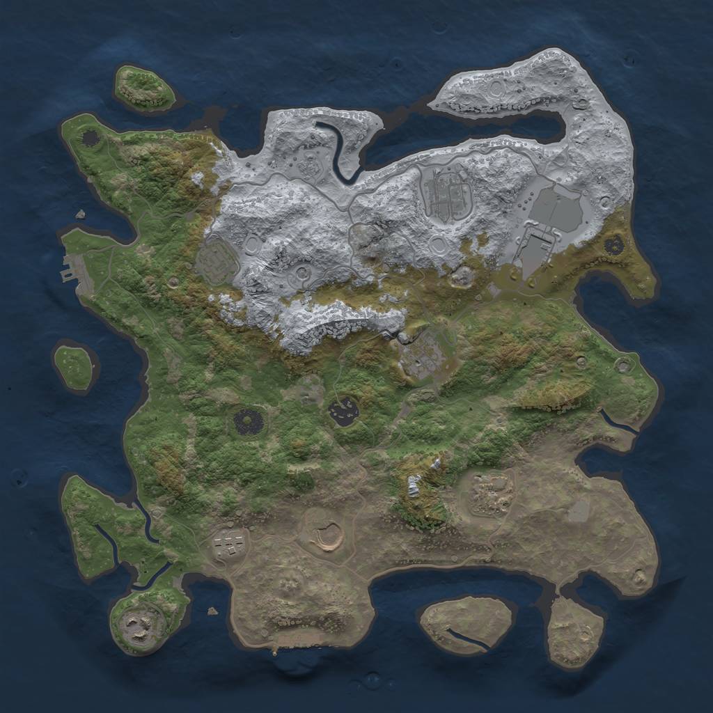 Rust Map: Procedural Map, Size: 3750, Seed: 456710100, 18 Monuments