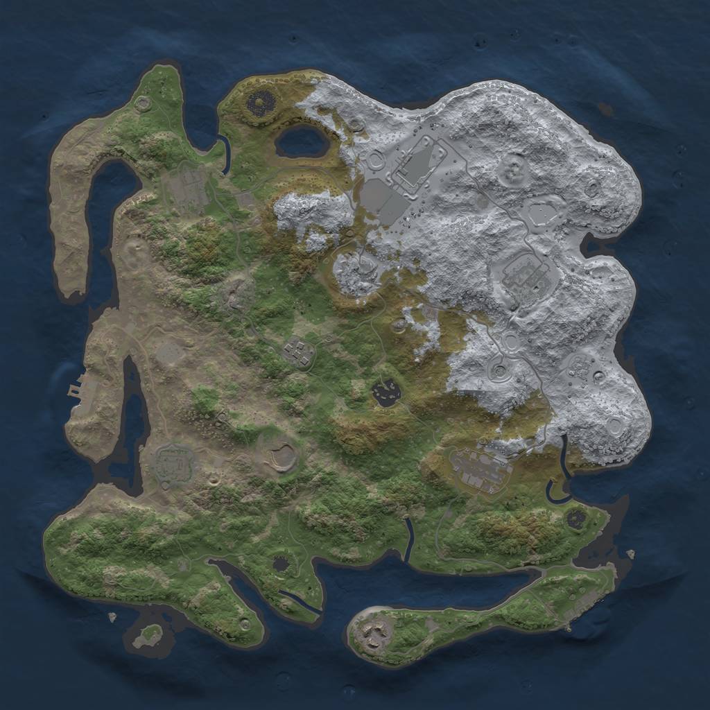 Rust Map: Procedural Map, Size: 3850, Seed: 94030413, 19 Monuments