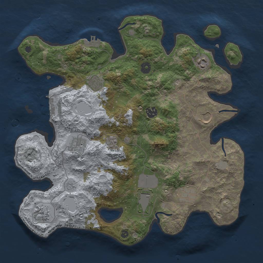 Rust Map: Procedural Map, Size: 3500, Seed: 73467176, 18 Monuments