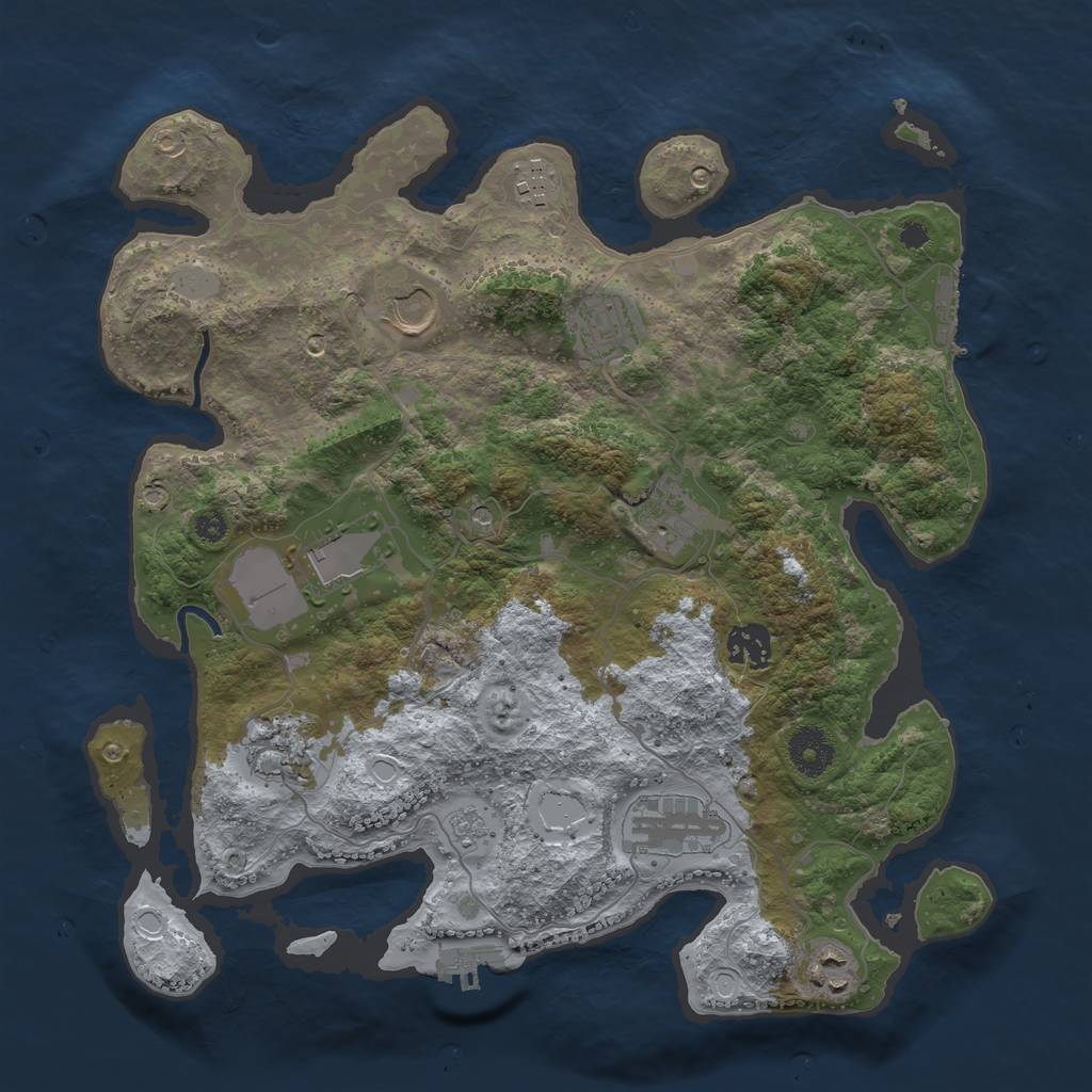 Rust Map: Procedural Map, Size: 3500, Seed: 49510551, 18 Monuments