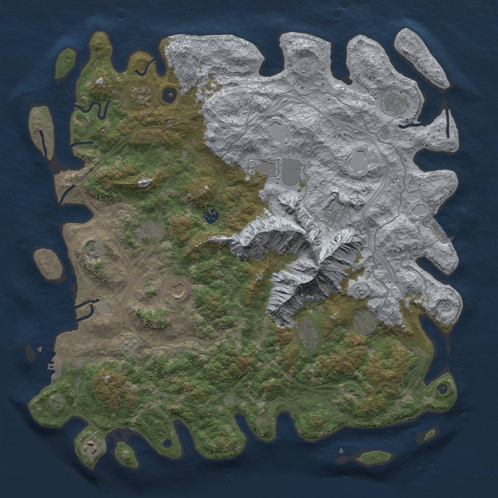 Rust Map: Procedural Map, Size: 5000, Seed: 281461515, 20 Monuments