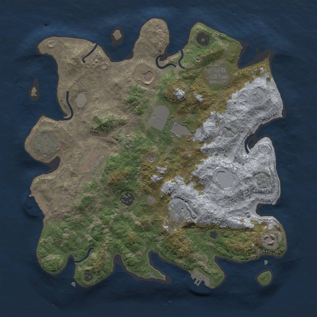 Rust Map: Procedural Map, Size: 3500, Seed: 62871721, 18 Monuments
