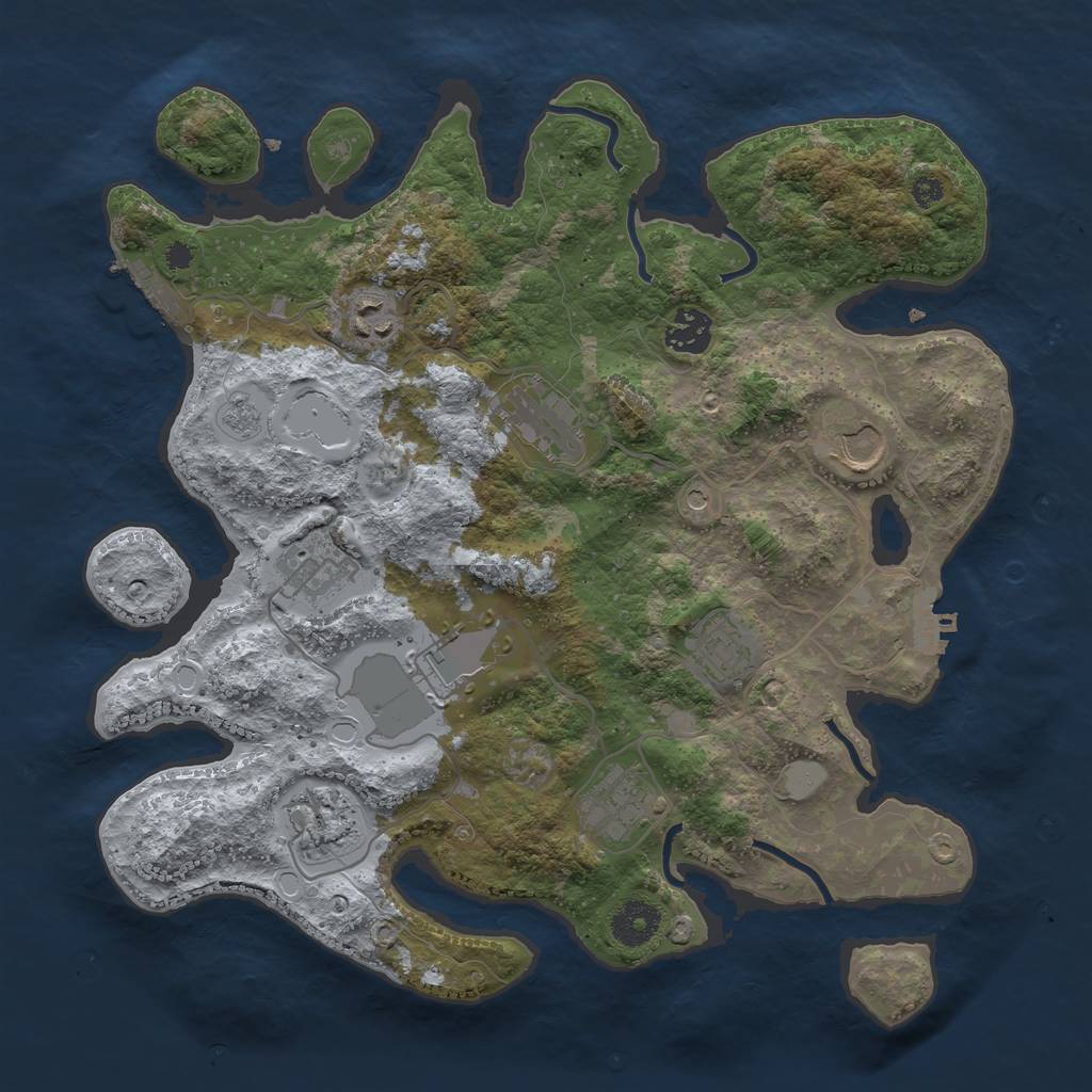 Rust Map: Procedural Map, Size: 3500, Seed: 3814716, 18 Monuments