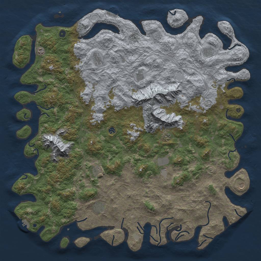Rust Map: Procedural Map, Size: 5999, Seed: 673895466, 20 Monuments