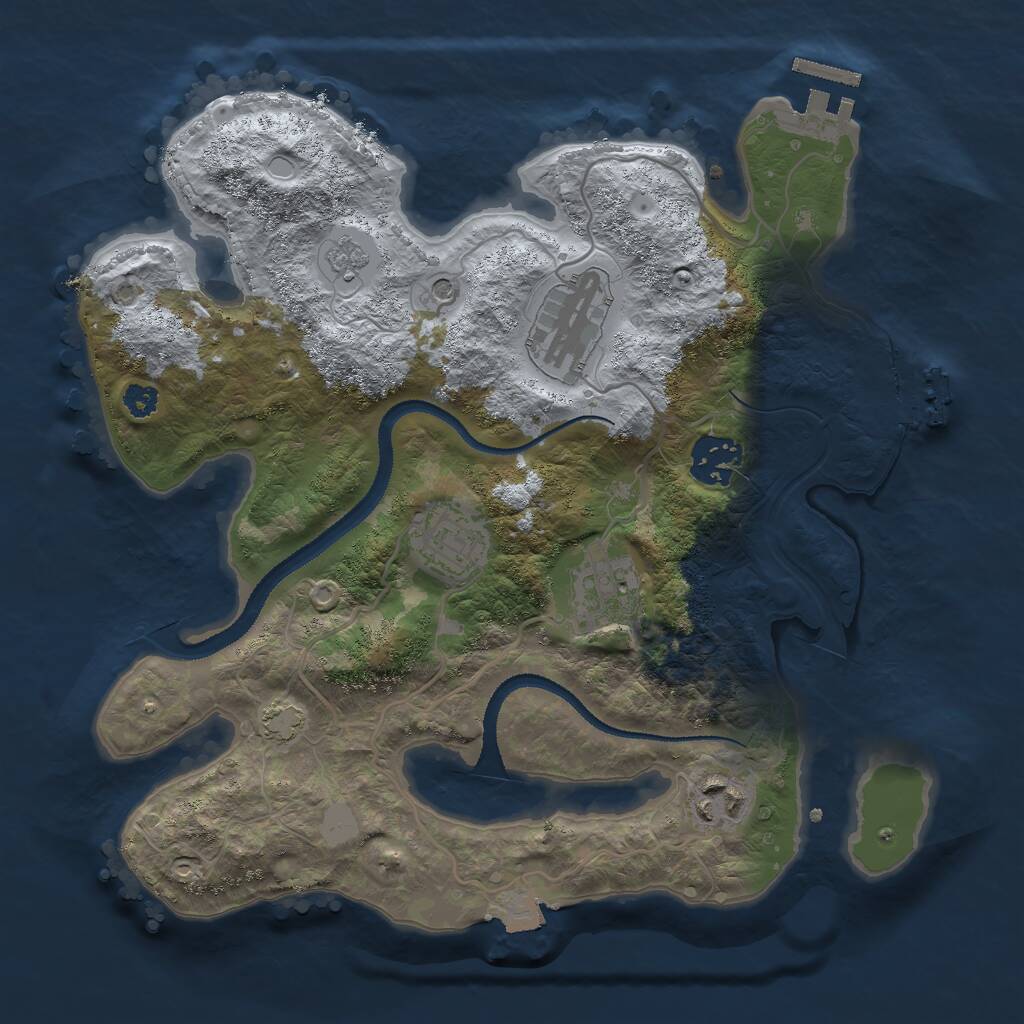 Rust Map: Procedural Map, Size: 3000, Seed: 2059405089, 11 Monuments