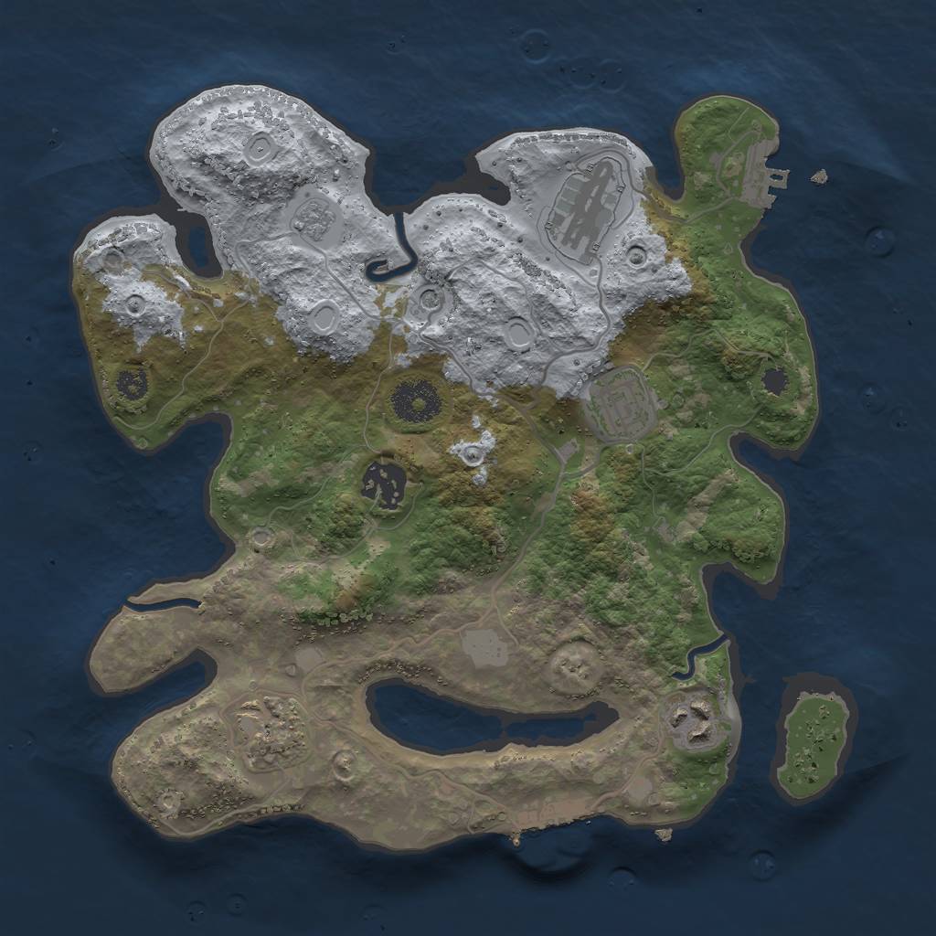 Rust Map: Procedural Map, Size: 3000, Seed: 2059405089, 14 Monuments