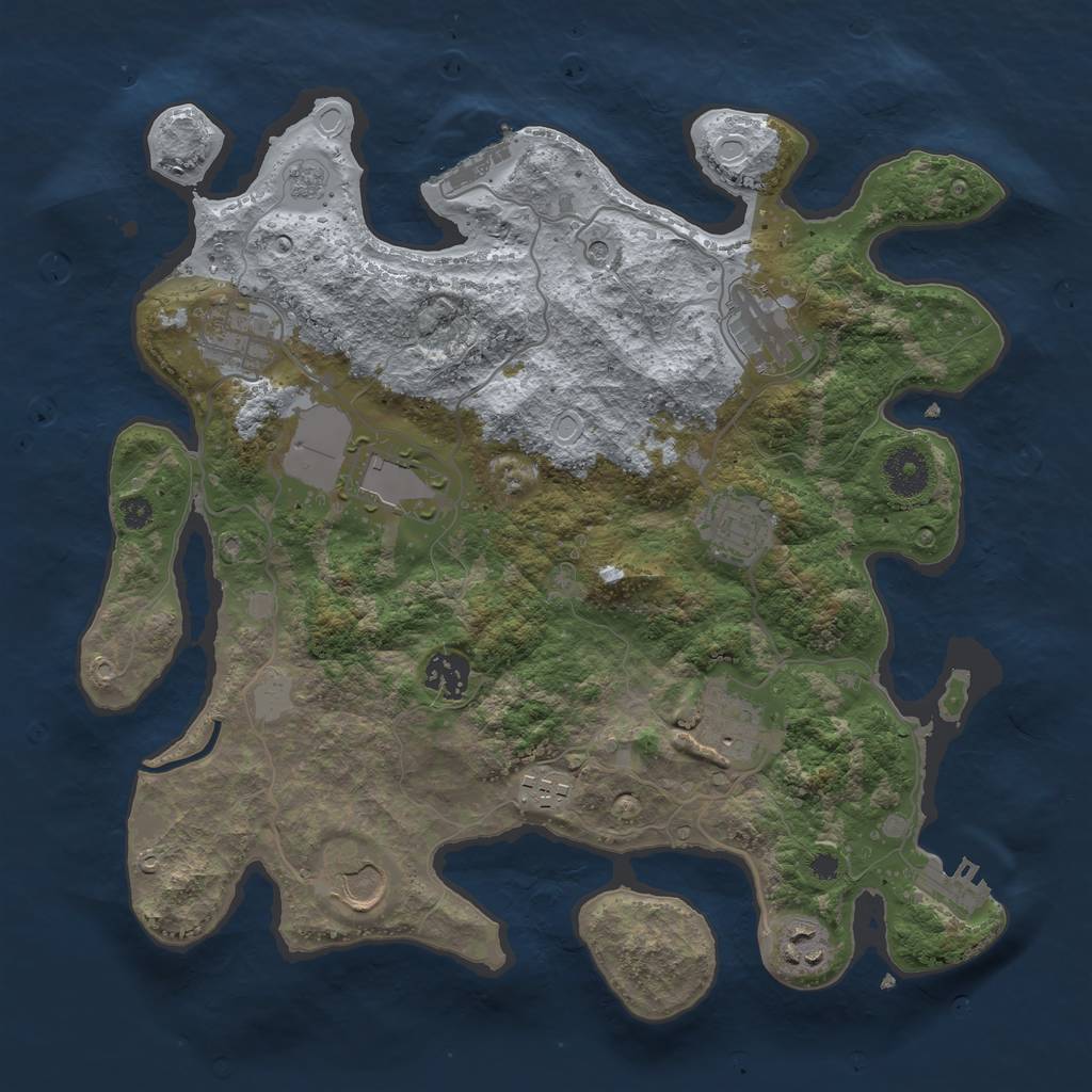 Rust Map: Procedural Map, Size: 3500, Seed: 197908665, 16 Monuments