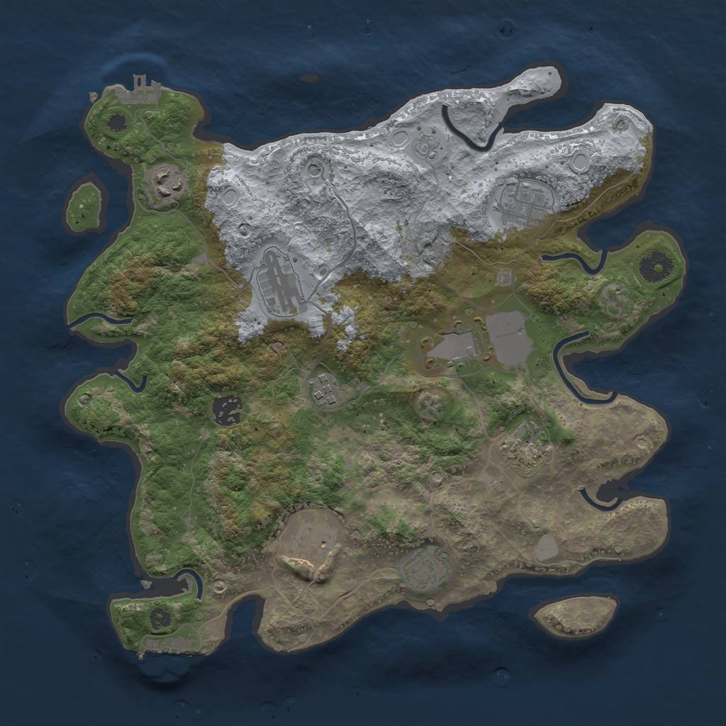 Rust Map: Procedural Map, Size: 3500, Seed: 21788875, 18 Monuments