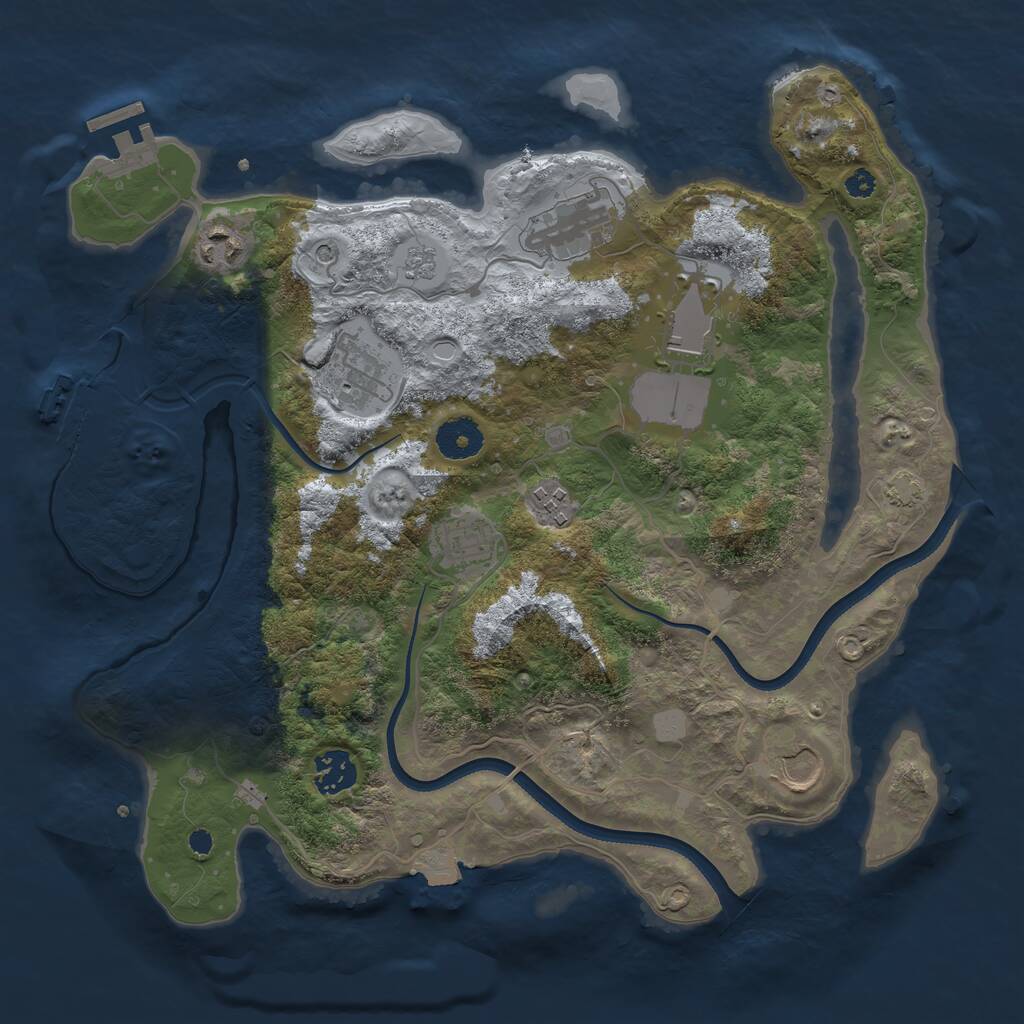 Rust Map: Procedural Map, Size: 3500, Seed: 55681263, 14 Monuments