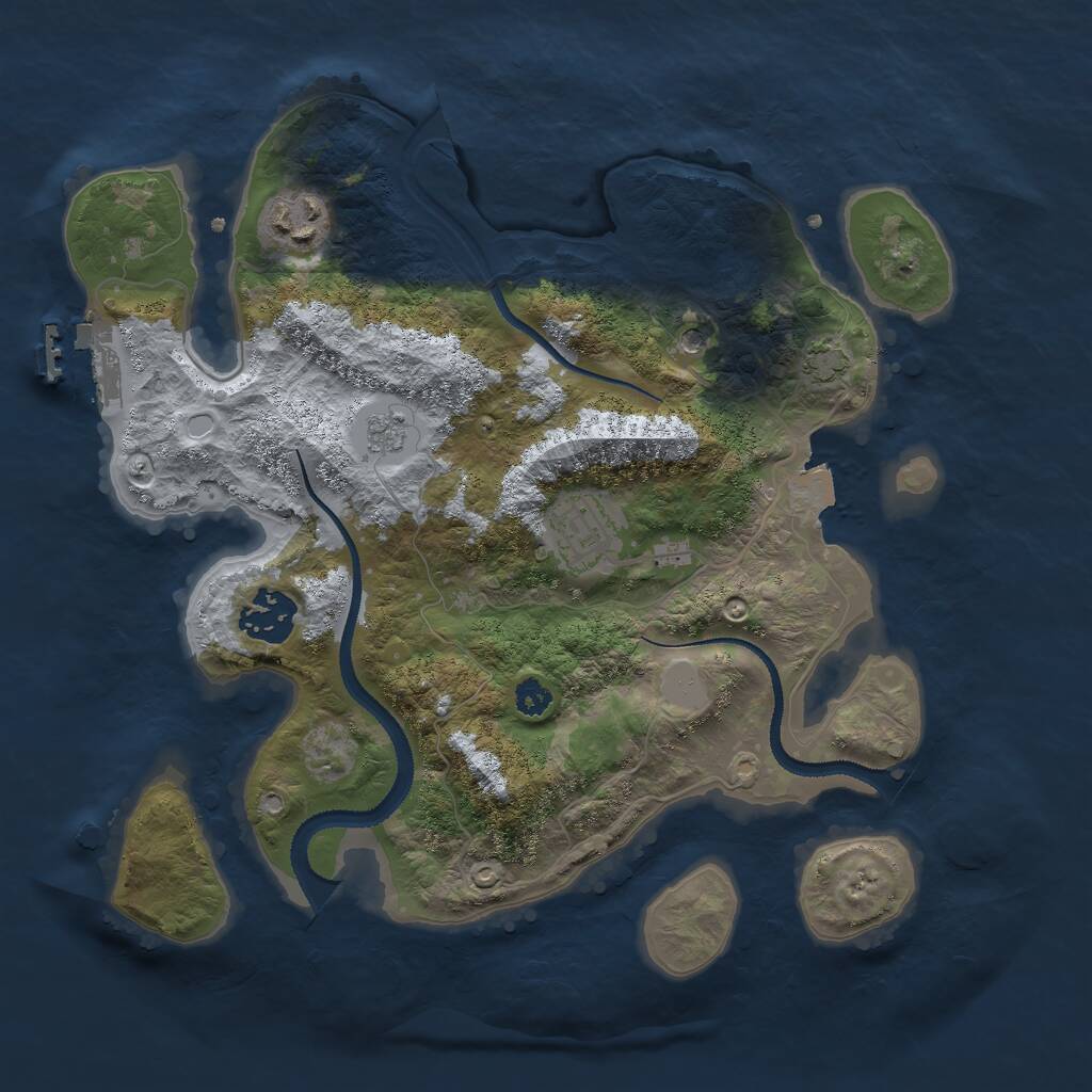 Rust Map: Procedural Map, Size: 3000, Seed: 46372, 8 Monuments