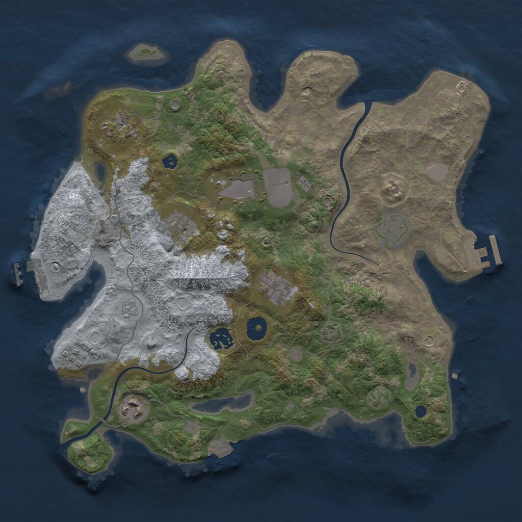 Rust Map: Procedural Map, Size: 3500, Seed: 412175125, 14 Monuments