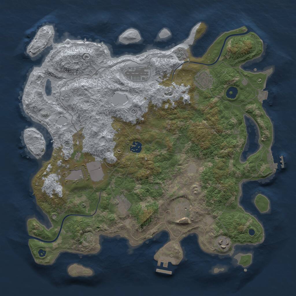 Rust Map: Procedural Map, Size: 3800, Seed: 788807410, 14 Monuments
