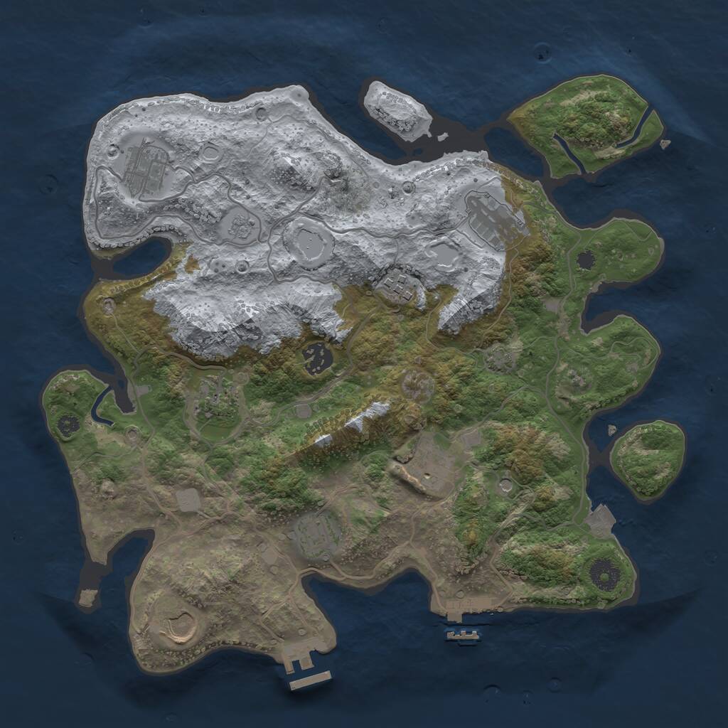 Rust Map: Procedural Map, Size: 3500, Seed: 62812812, 14 Monuments