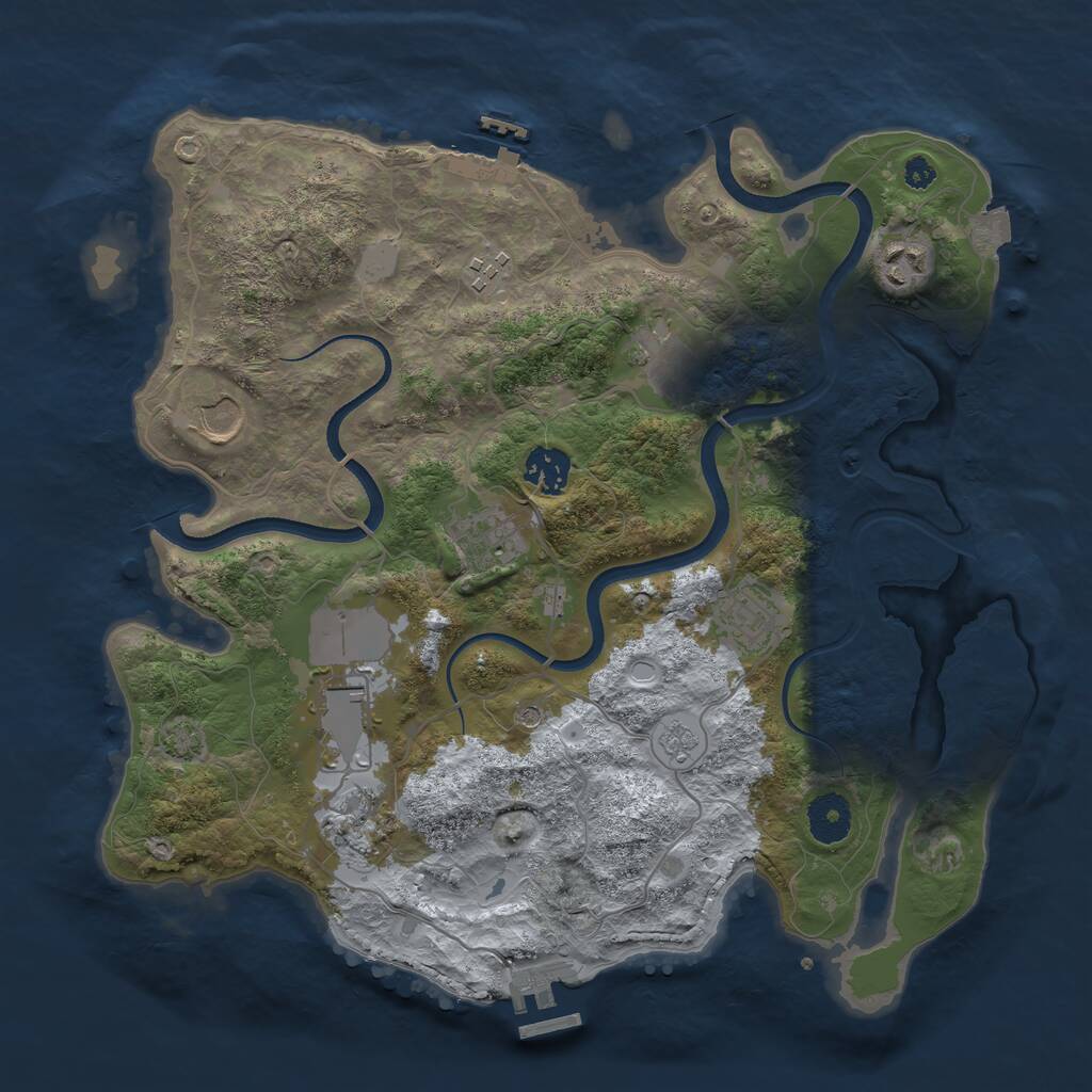 Rust Map: Procedural Map, Size: 3500, Seed: 58209313, 15 Monuments