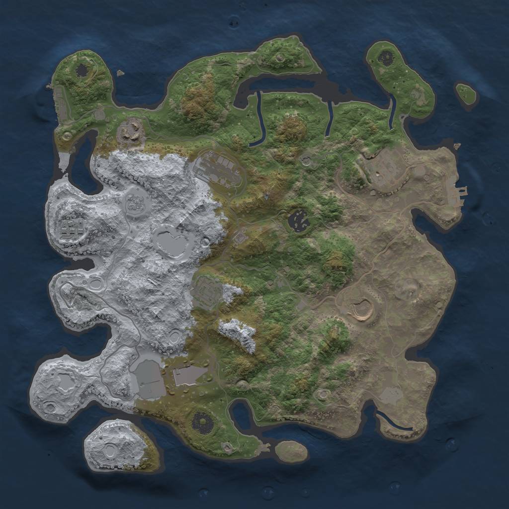 Rust Map: Procedural Map, Size: 3500, Seed: 74123248, 17 Monuments