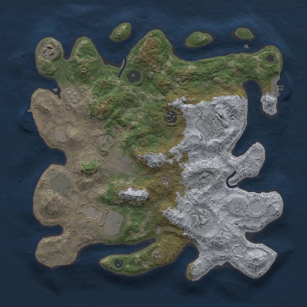 Rust Map: Procedural Map, Size: 3500, Seed: 42034067, 17 Monuments