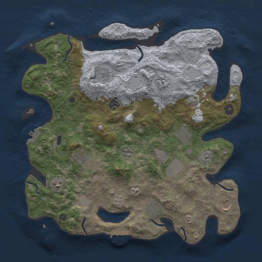 Rust Map: Procedural Map, Size: 3800, Seed: 1822907, 19 Monuments