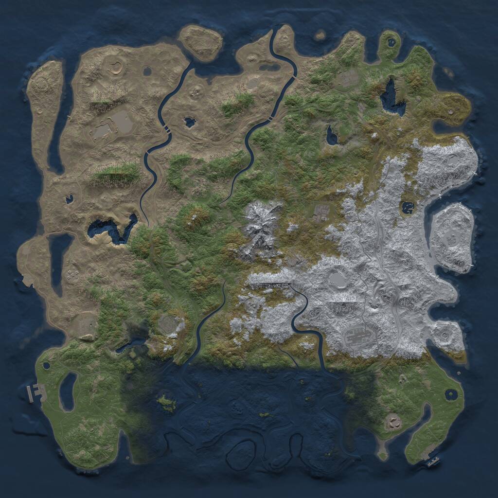 Rust Map: Procedural Map, Size: 6000, Seed: 356755284, 17 Monuments