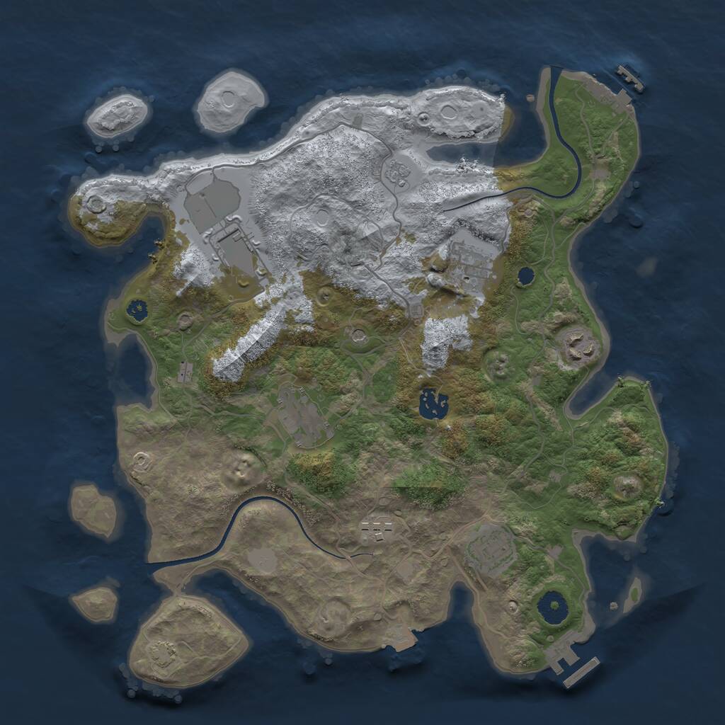 Rust Map: Procedural Map, Size: 3500, Seed: 87525273, 13 Monuments