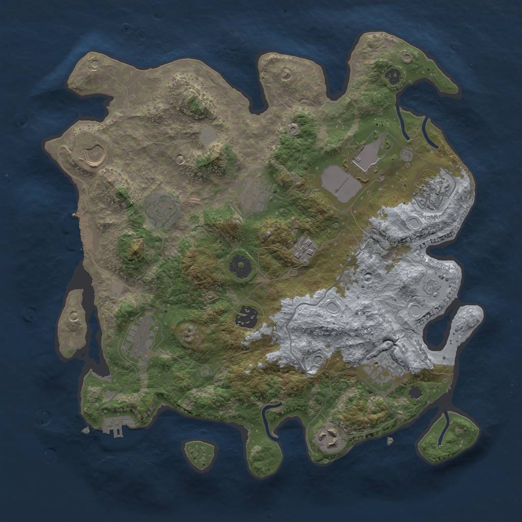 Rust Map: Procedural Map, Size: 3500, Seed: 2096942504, 19 Monuments