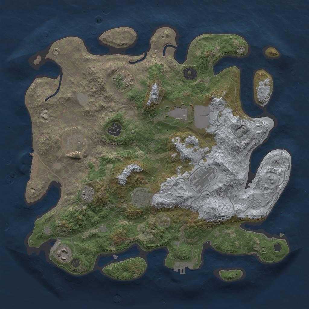 Rust Map: Procedural Map, Size: 3500, Seed: 22095300, 17 Monuments