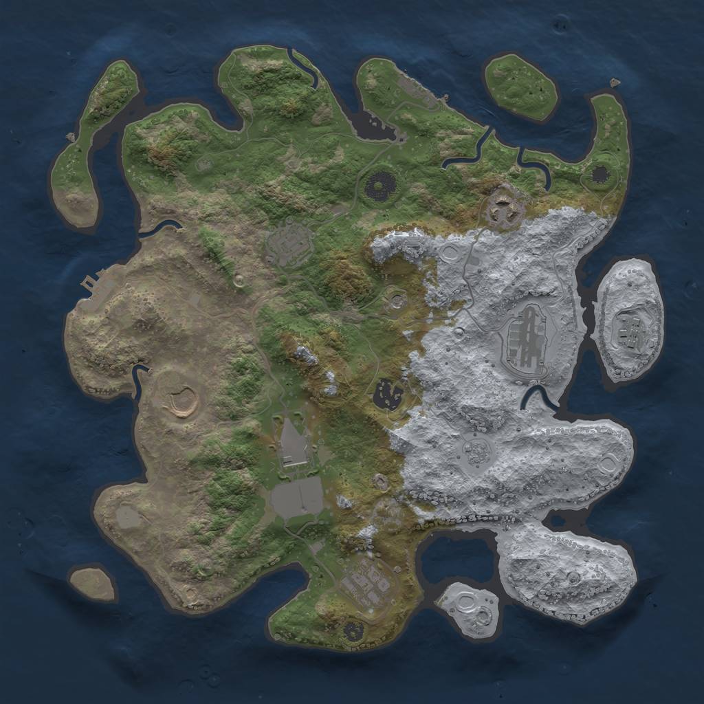 Rust Map: Procedural Map, Size: 3500, Seed: 203632376, 17 Monuments